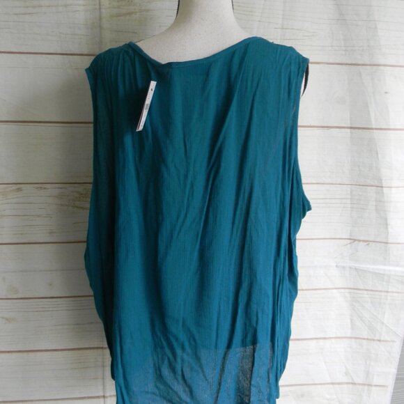 NWT LANE BRYANT NO PEEK COLLECTION TEAL SLEEVELESS BUTTON FRONT CROCHET TOP 24W - Picture 3 of 5